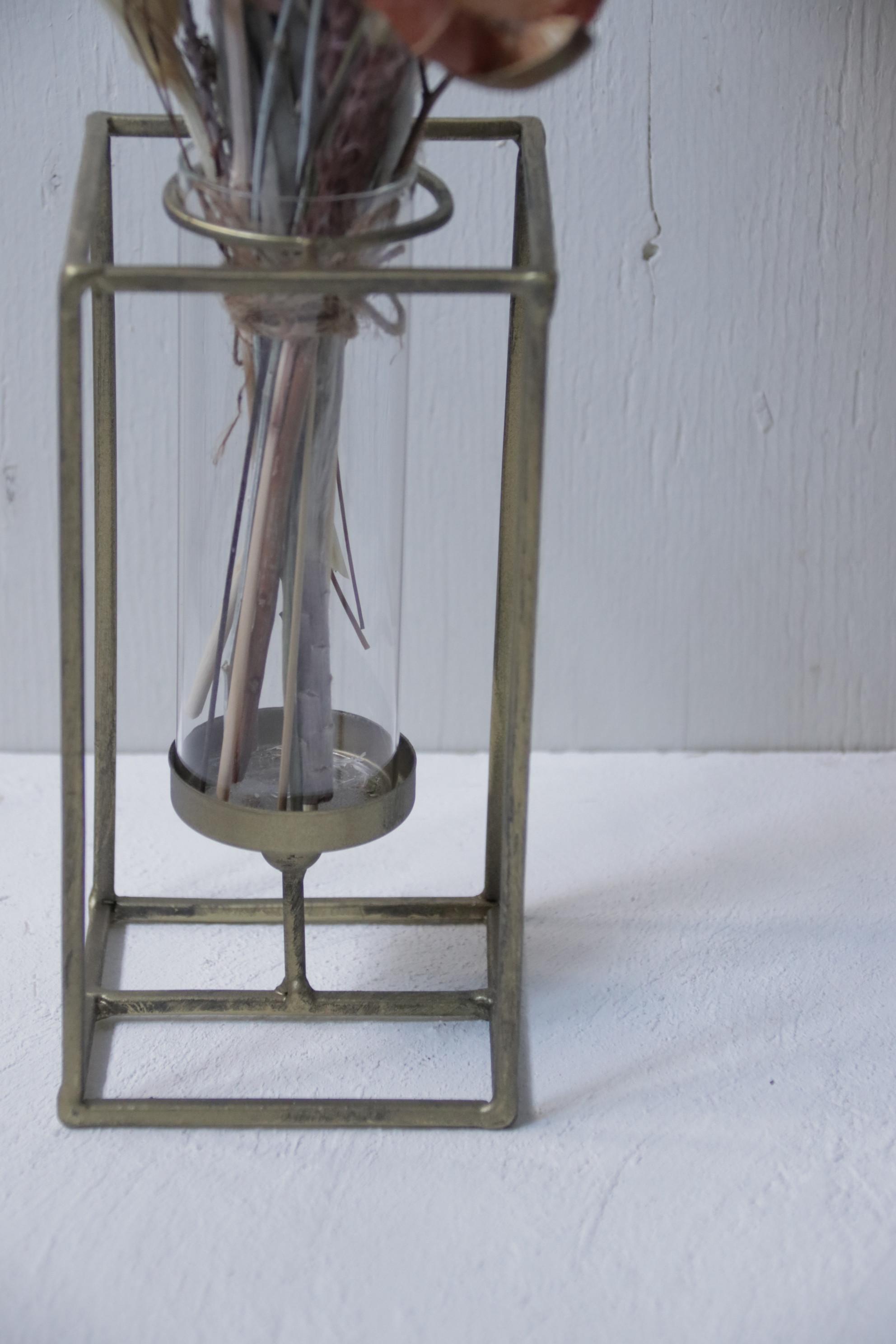 花のある暮らしの始めの一歩セット〜生花もドライフラワーも〜モーヴピンクのブーケとアイアン×ガラスベースとセットで | 3枚目