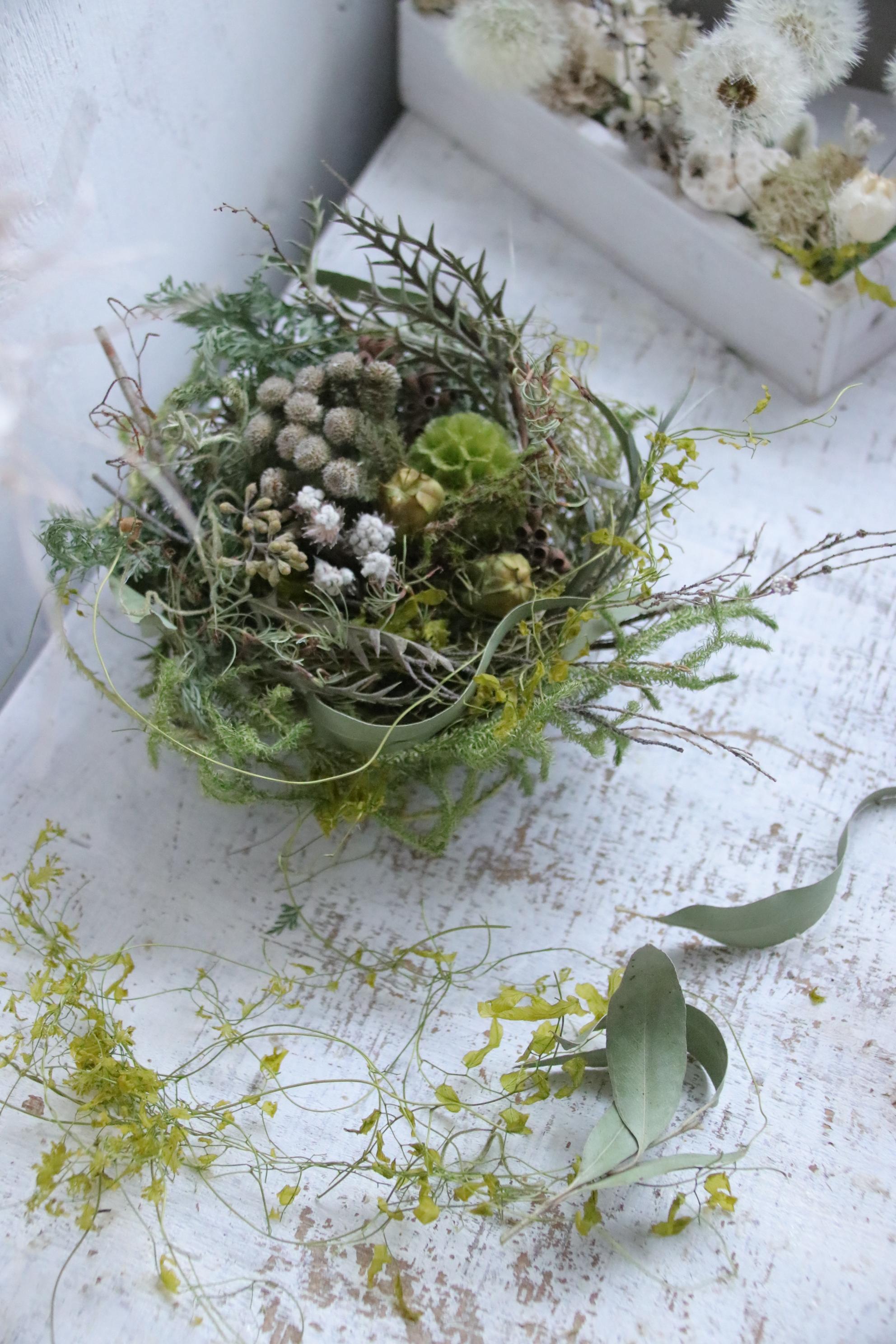 鳥の巣風植物オブジェ