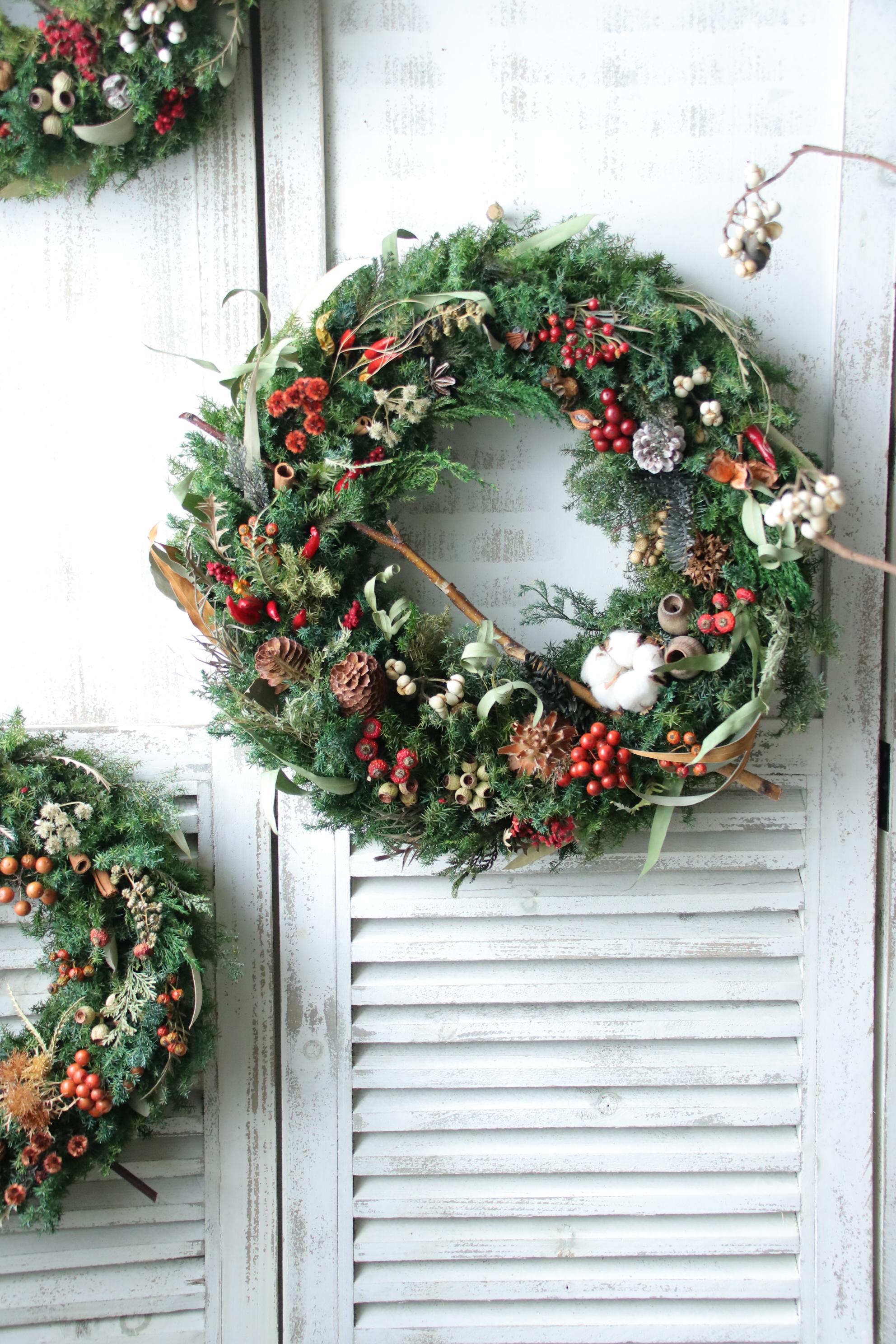 クリスマスリース*ボタニカル／プリザーブドフラワー　L Lサイズ