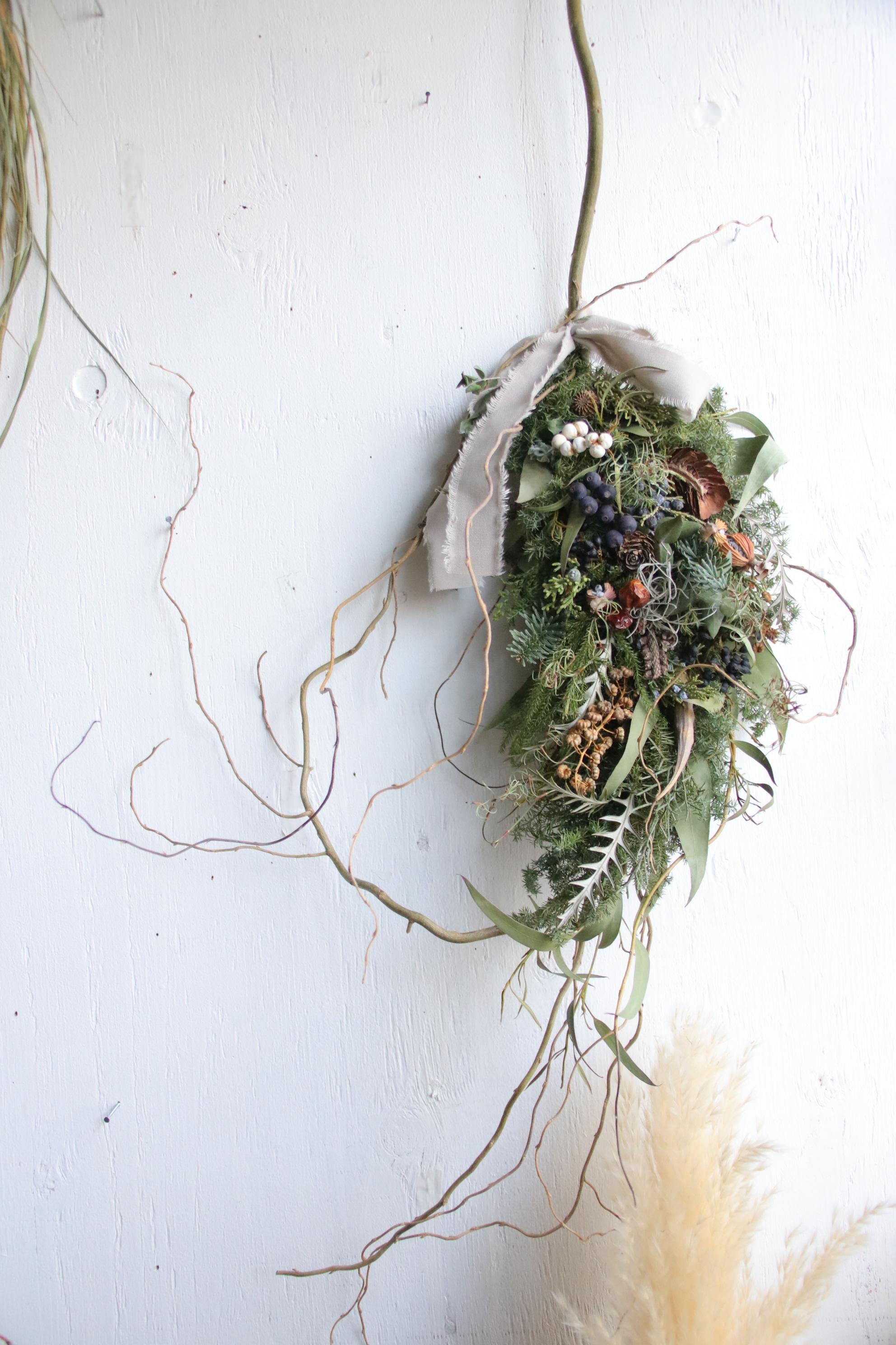 ドライフラワー*針葉樹のリーススワッグ