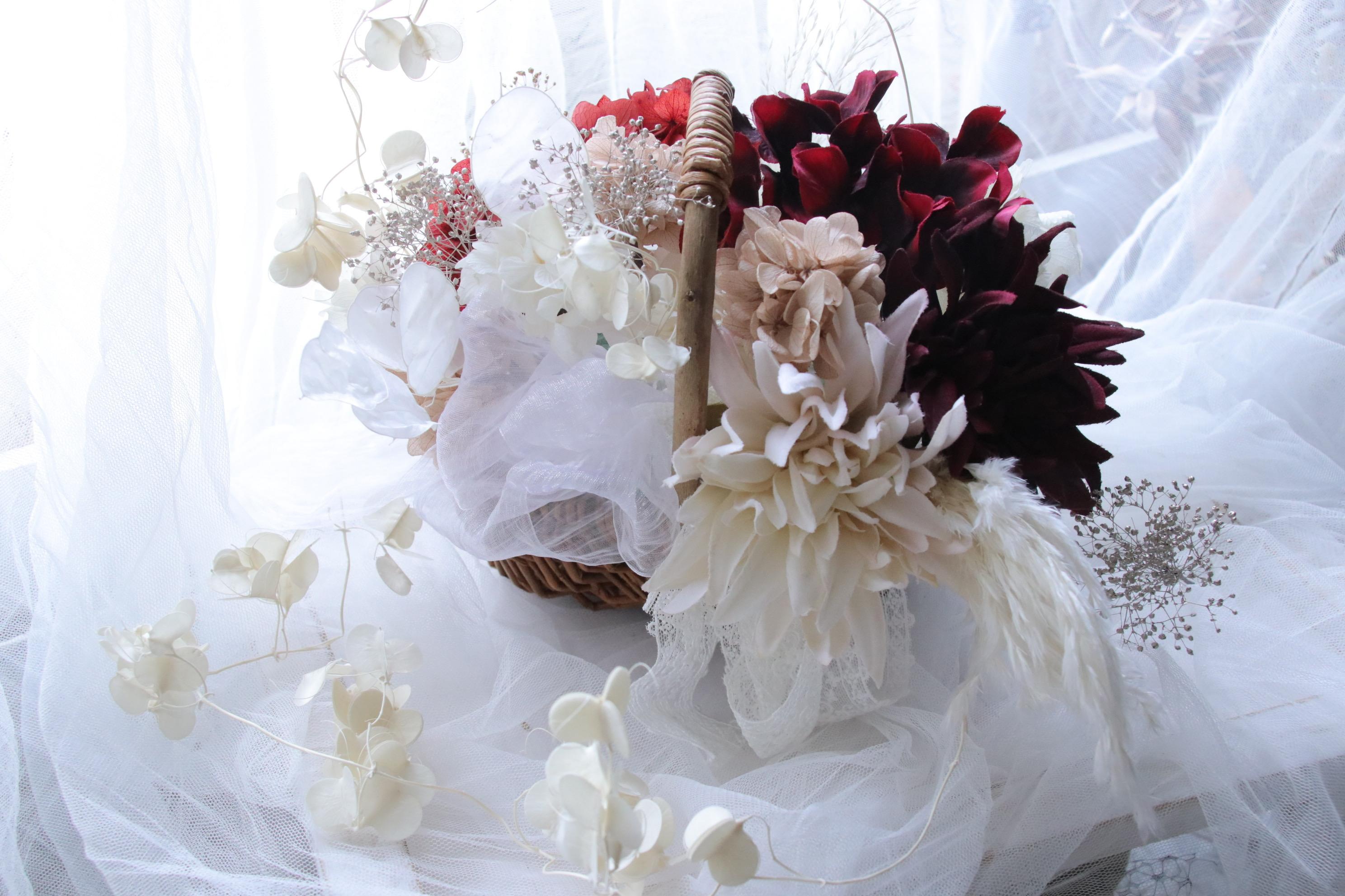 髪飾り 成人式 卒業式 前撮り 結婚式に ご着用後はバスケットアレンジとして飾れます 1枚目の画像